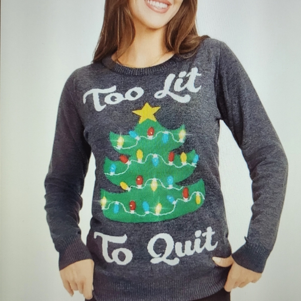 Tipsy Elves Too Lit To Quit Sweater Size S Ugly Christmas Light Up NWT